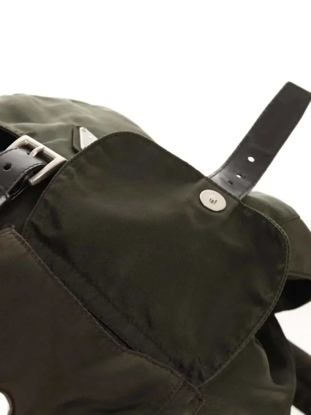 PRADA Backpack Nylon Khaki Silver Auth 157774